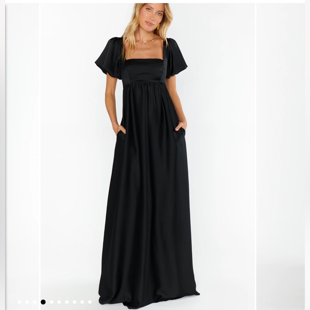 Show Me Your Mumu Nora maxi dress in black luxe satin size XL